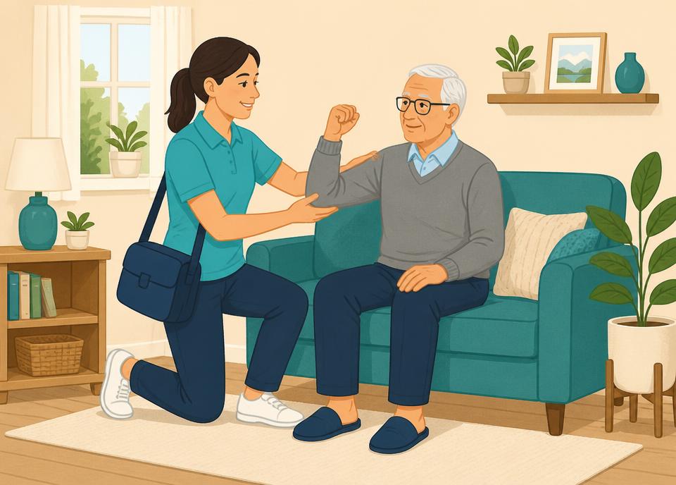 Home visit physiotherapy illustration