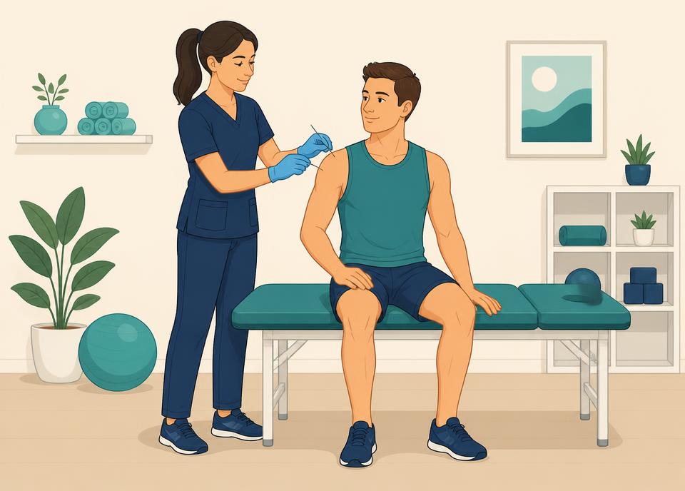 Dry needling therapy illustration