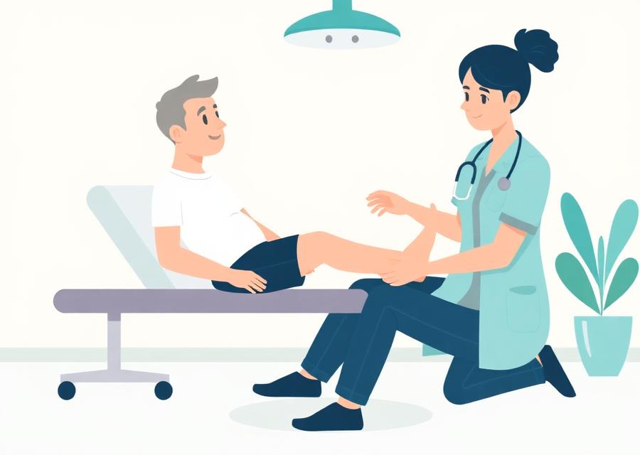 Post-operative knee rehabilitation illustration