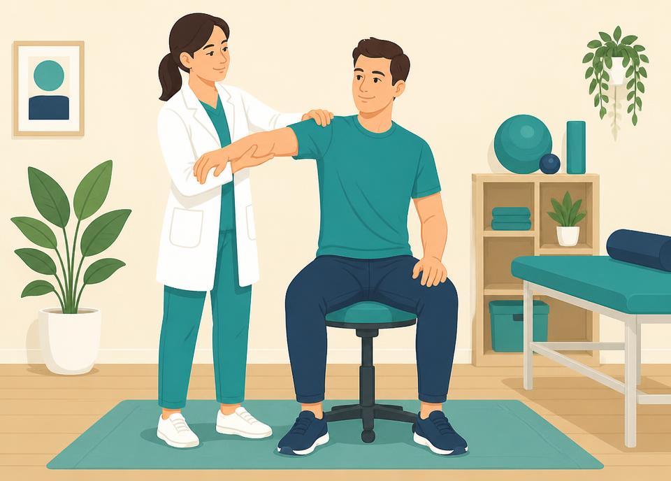 Frozen shoulder mobilisation illustration